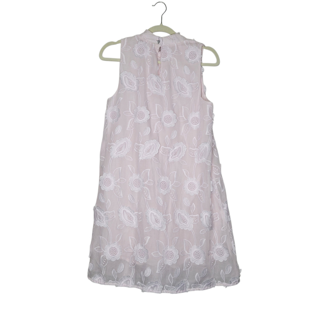 Stitch Mini Dress Small Light Pink Embroidered Floral Boho Vacation Summer Retro